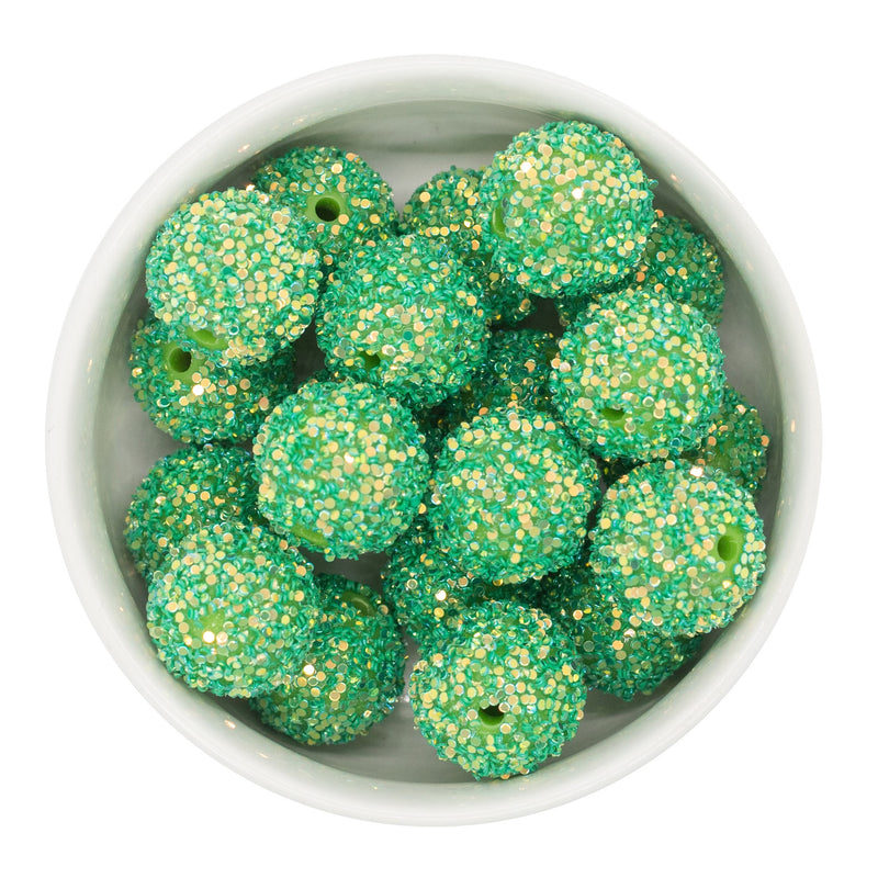 Parakeet Green Chunky Glitter Beads 20mm