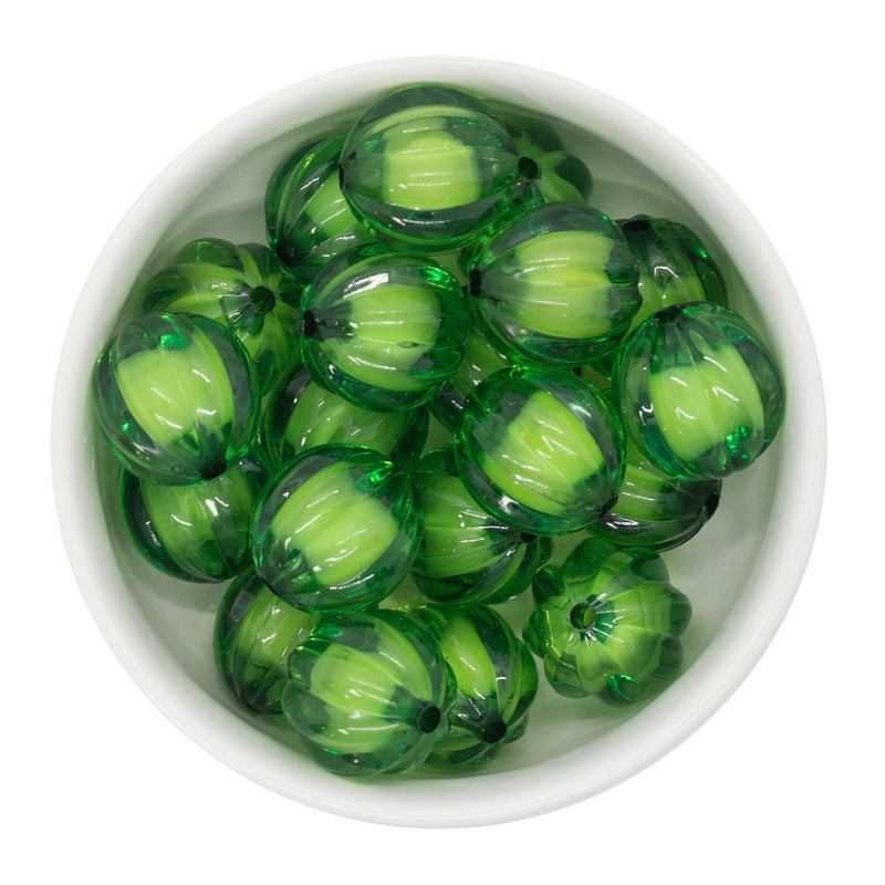 Green Translucent Pumpkin w/White Core Beads 20mm (Package of 10)