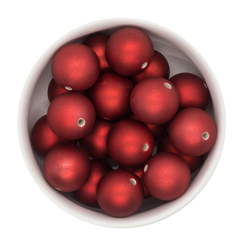 Cherry Red Satin Finish Beads 20mm (Package of 10)