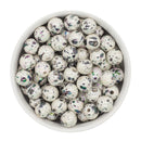 White w/Black Iridescent Splatter Beads 12mm (Package of 20)