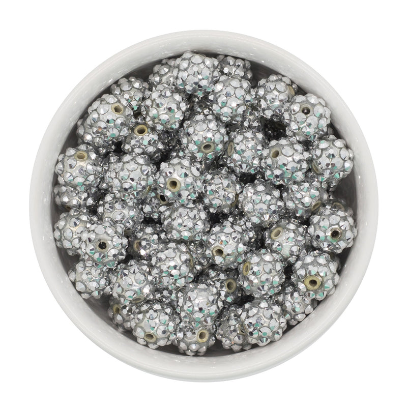 Silver Rhinestone Beads 12mm