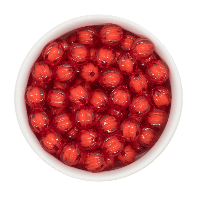 Red Translucent Pumpkin White Core Beads 12mm (Package of 20)