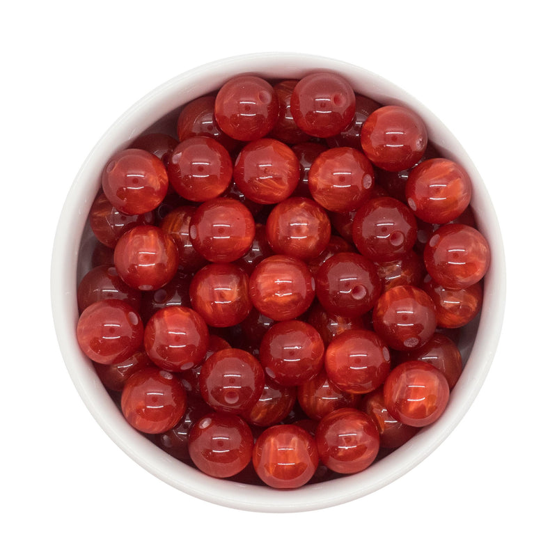 Cherry Red Pearly Luster Beads 12mm