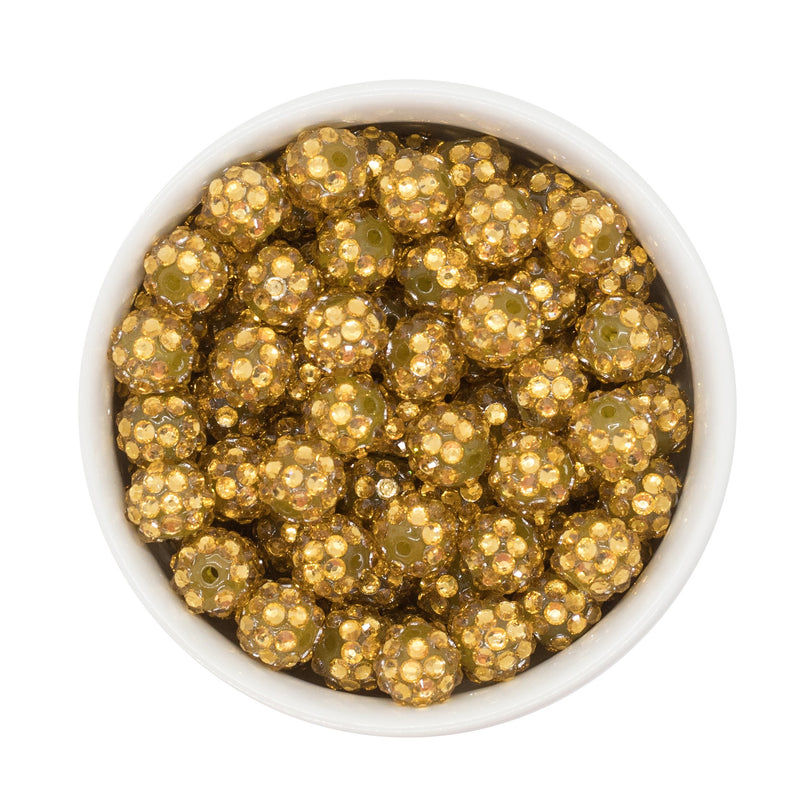Antique Gold Rhinestone Beads 12mm