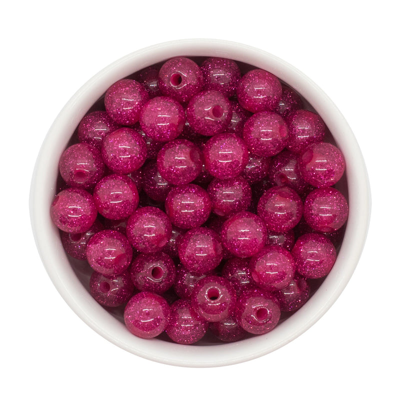 Magenta Glitter Beads 12mm