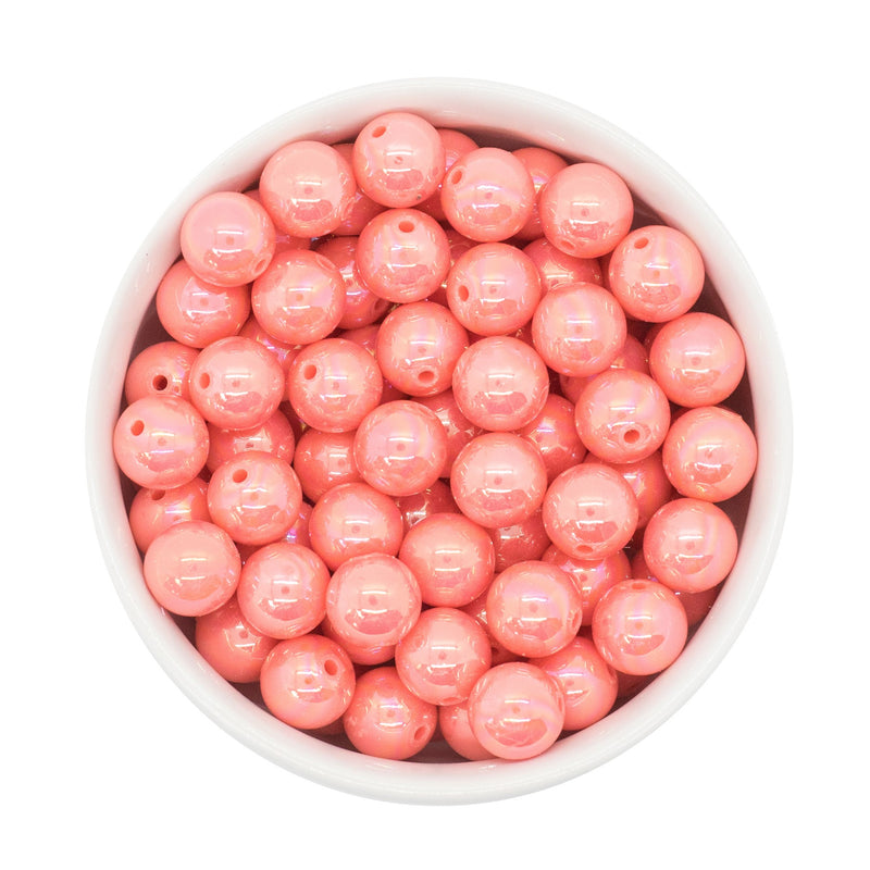 Bright Coral Iridescent Beads 12mm