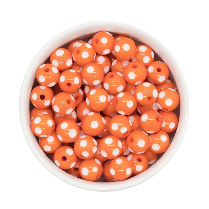 Orange Polka Dot Beads 12mm