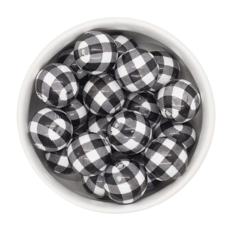 Black and White Plaid Beads 20mm (Package of 10)