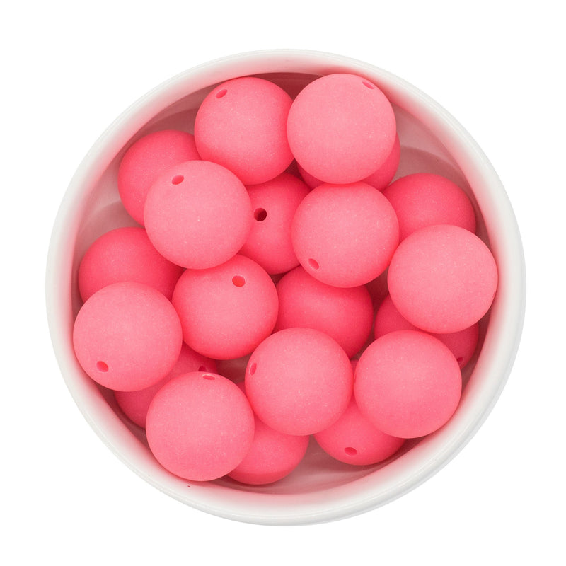Neon Pink Chalk Matte Beads 20mm