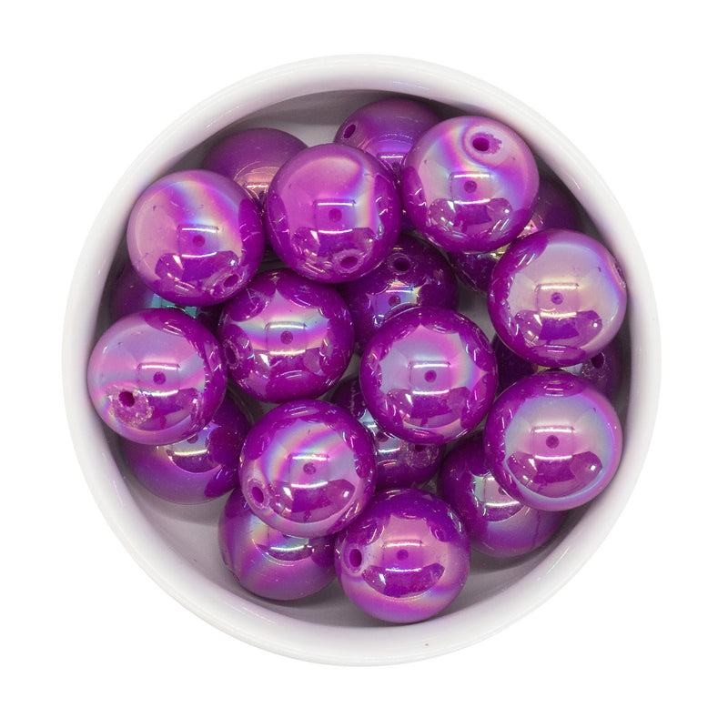 Neon Purple Iridescent Beads 20mm