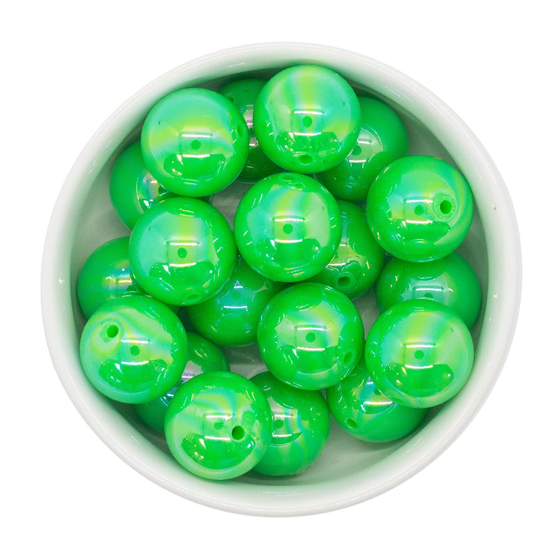 Neon Green Iridescent Beads 20mm (Package of 10)