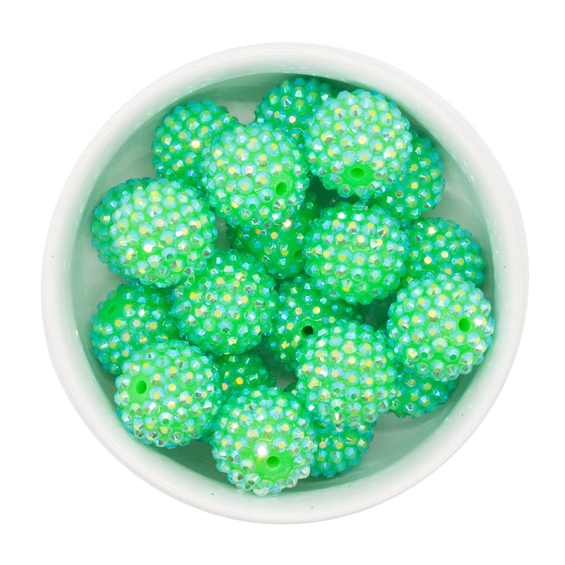 Neon Green Rhinestone Beads 20mm (Package of 10)