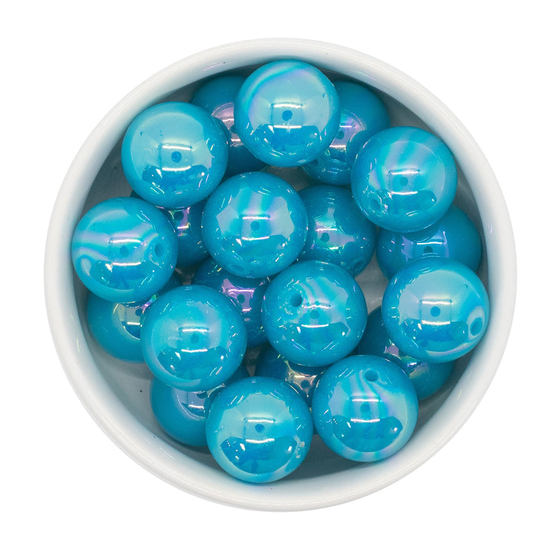 Neon Blue Iridescent Beads 20mm (Package of 10)