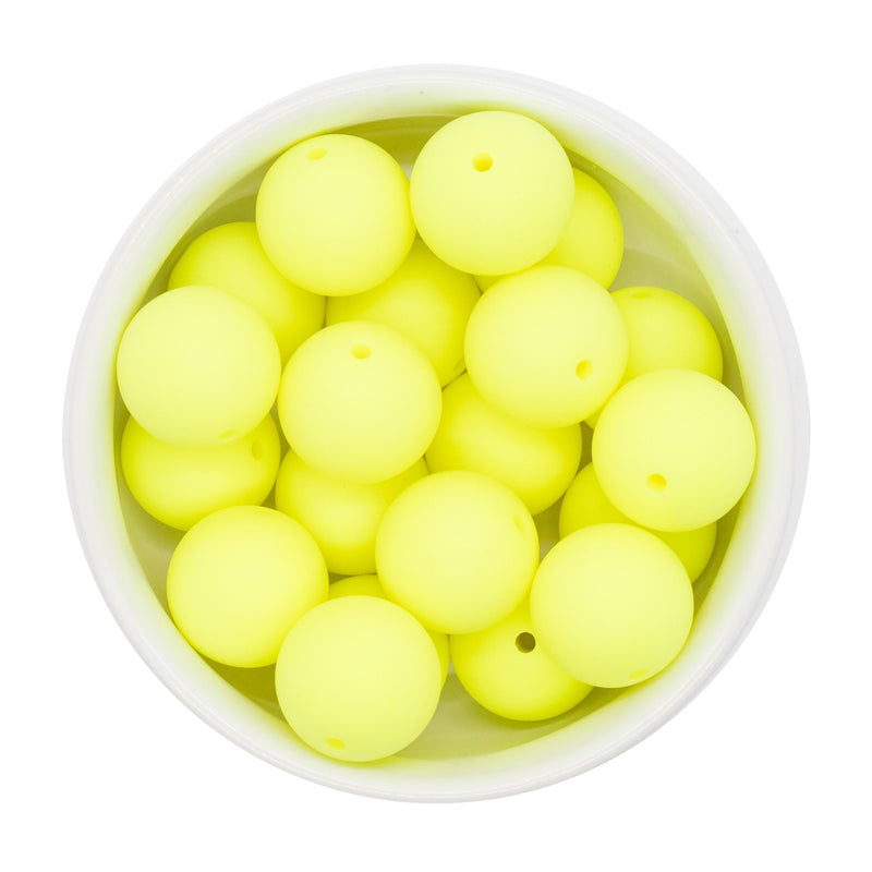 Neon Yellow Chalk Matte Beads 20mm (Package of 10)