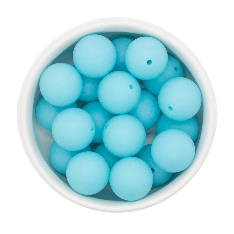 Neon Electric Blue Chalk Matte Beads 20mm
