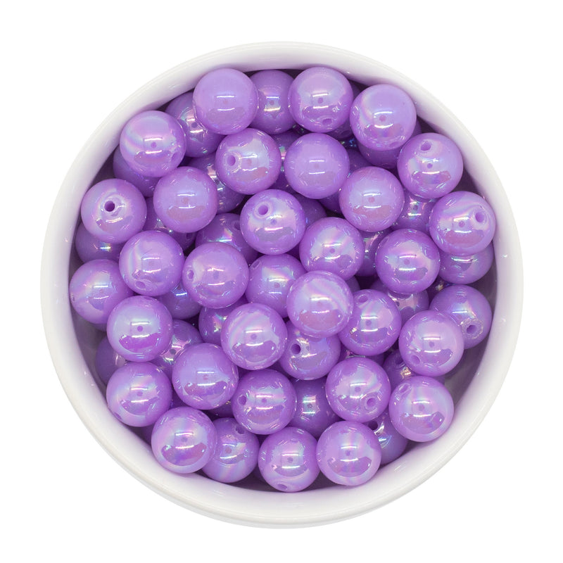 Neon Lilac Iridescent Beads 12mm