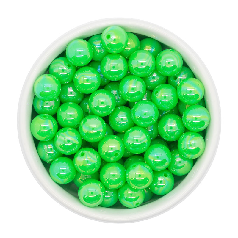 Neon Green Iridescent Beads 12mm