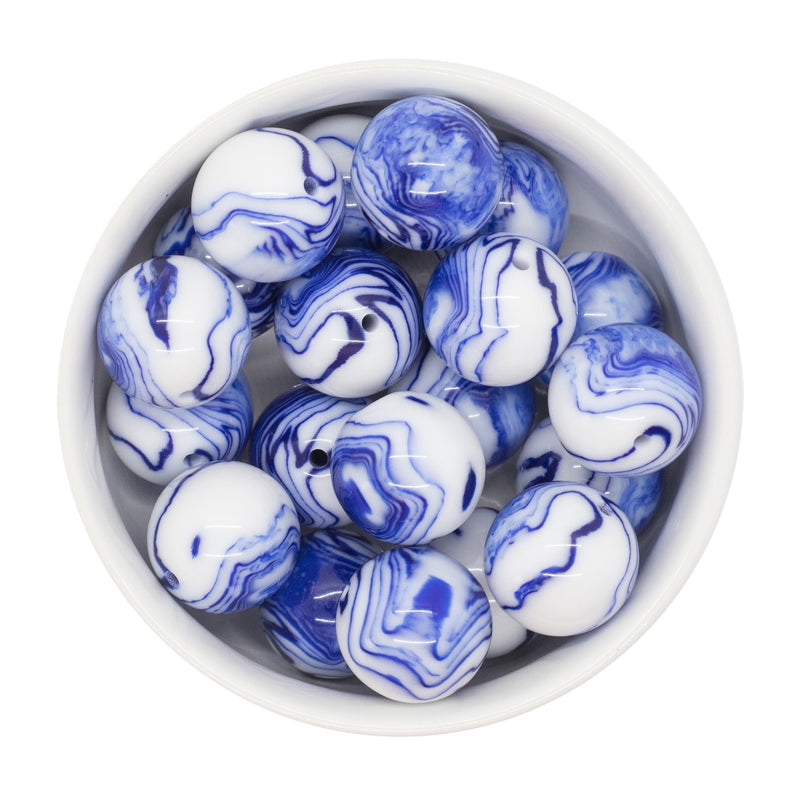 Blue Faux Agate Stone Beads 20mm