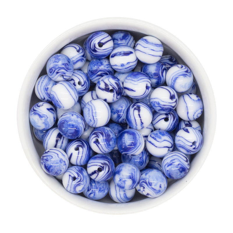 Blue Faux Agate Stone Beads 12mm
