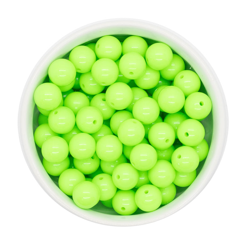 Neon Light Green Solid Beads 12mm (Package of 20)