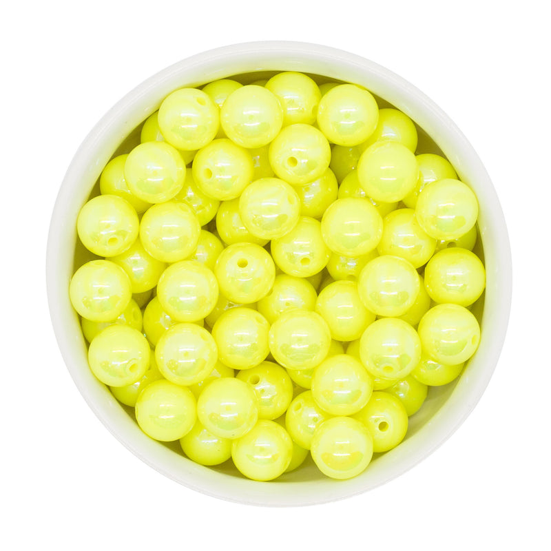 Neon Yellow Iridescent Beads 12mm (Package of 20)