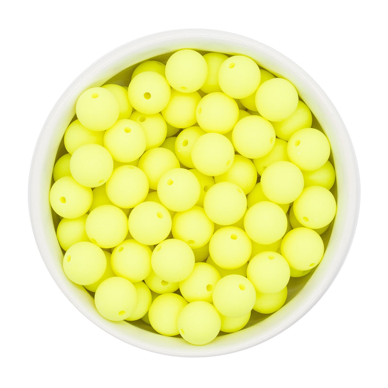 Neon Yellow Chalk Matte Beads 12mm (Package of 20)