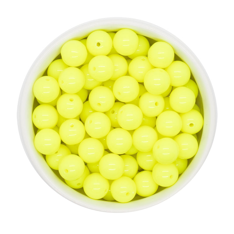 Neon Yellow Solid Beads 12mm (Package of 20)