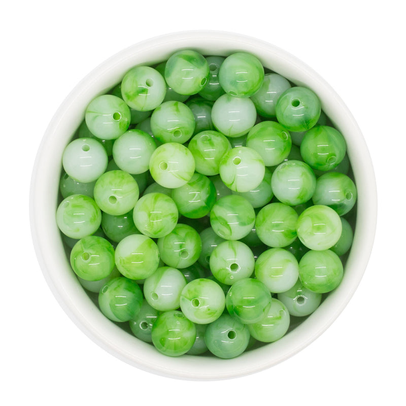 Fern Green Jelly Marble Beads 12mm