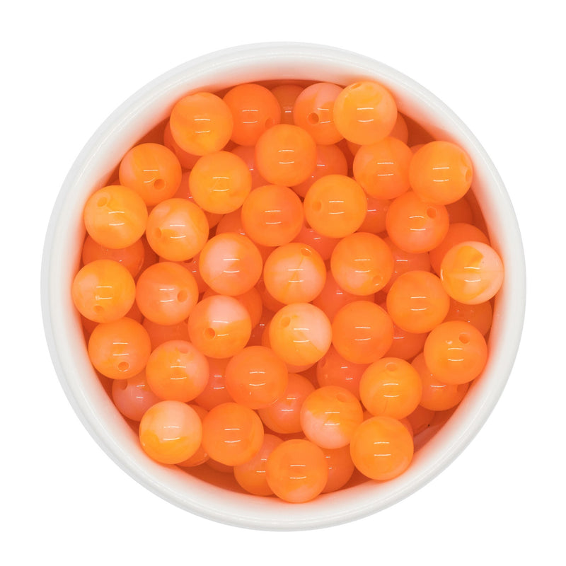 Orange Jelly Marble Beads 12mm