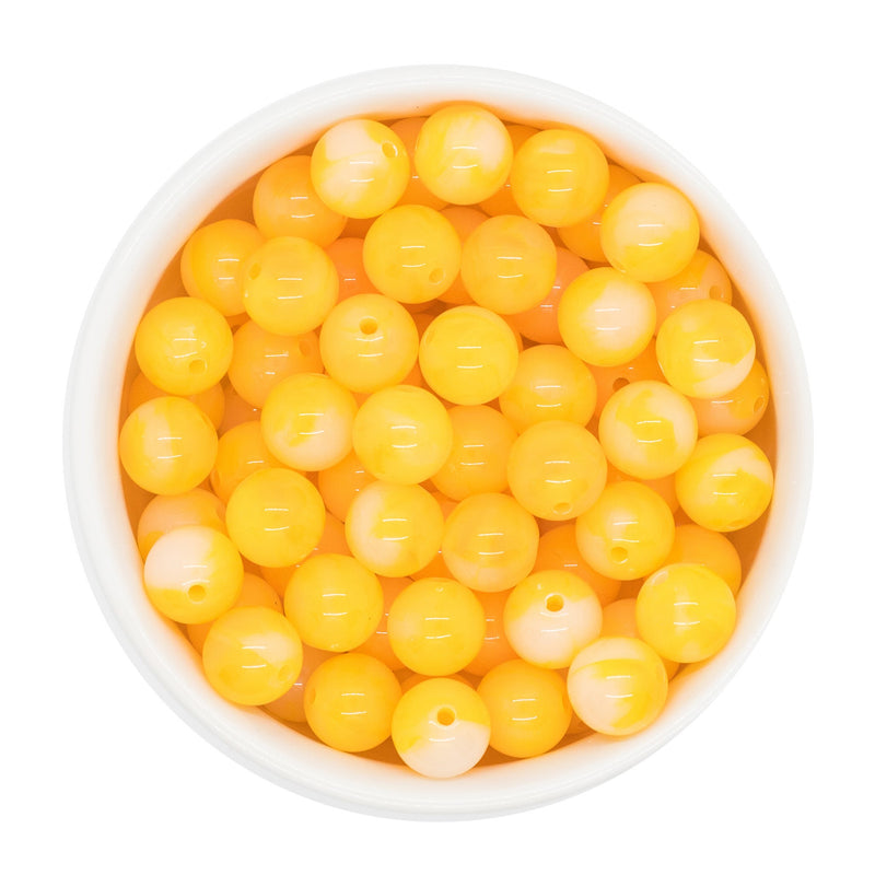 School Bus Yellow Jelly Marble Beads 12mm (Package of 20)