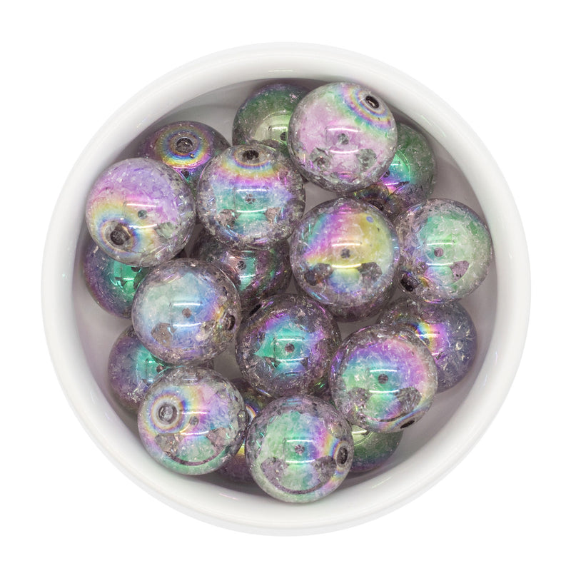 Grey Iridescent Crackle Beads 20mm (Package of 10)