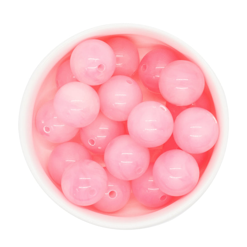 Neon Light Pink Jelly Marble Beads 20mm