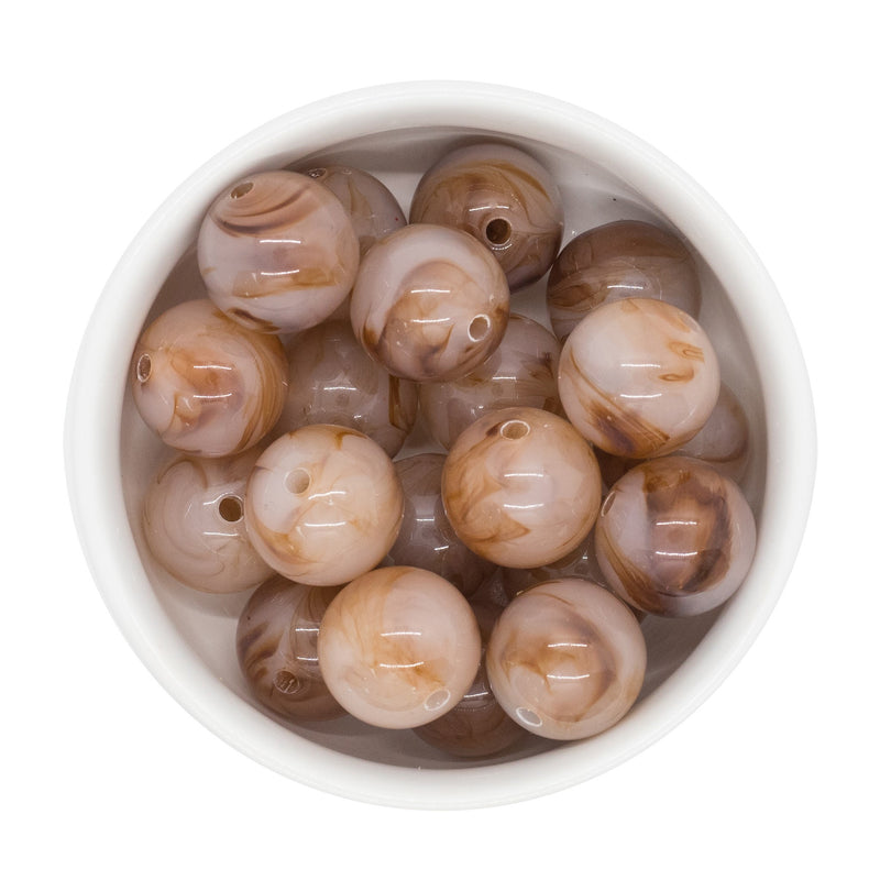 Mocha Jelly Marble Beads 20mm (Package of 10)