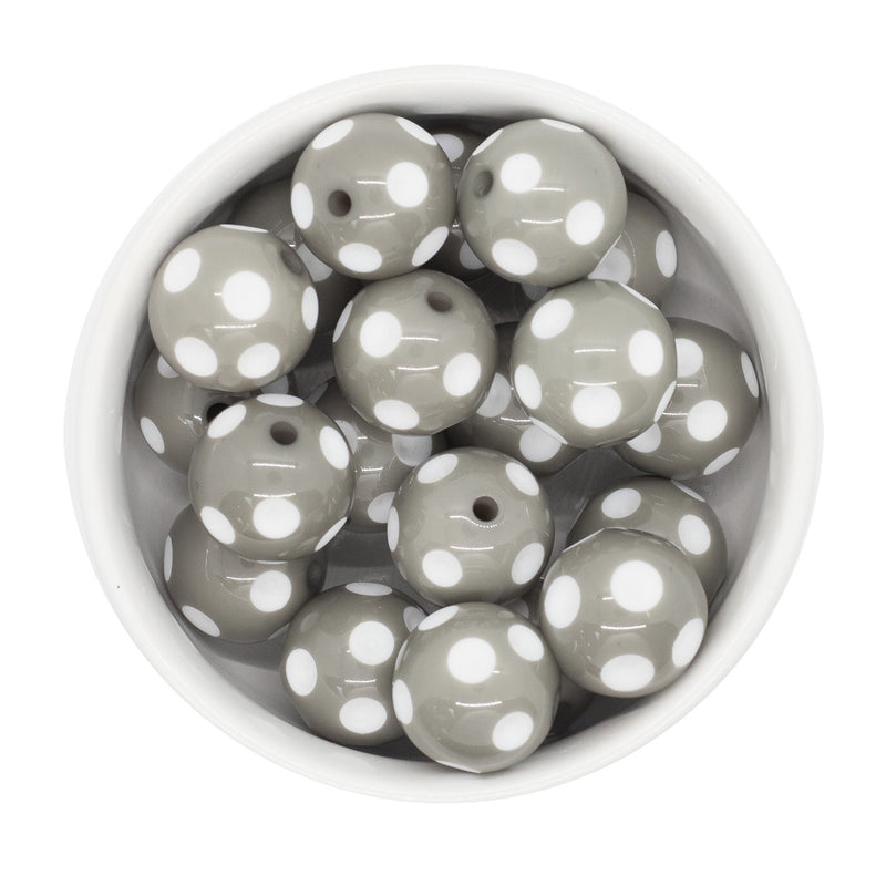 Grey Polka Dot Beads 20mm