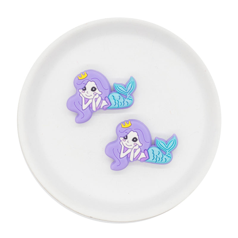 Purple & Azure Mermaid Silicone Focal Bead 26x37mm (Package of 2)