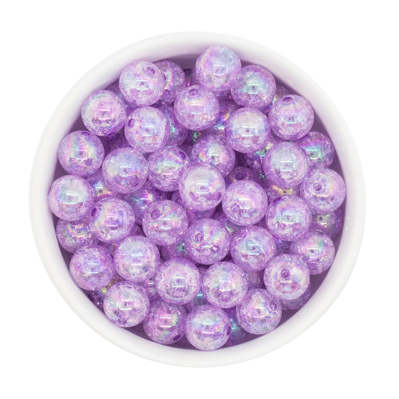 Lilac Iridescent Crackle Beads 12mm