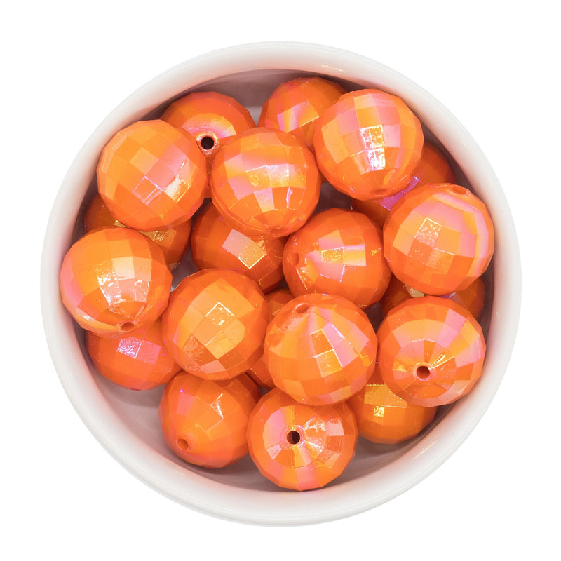 Orange Iridescent Multifaceted Beads 20mm