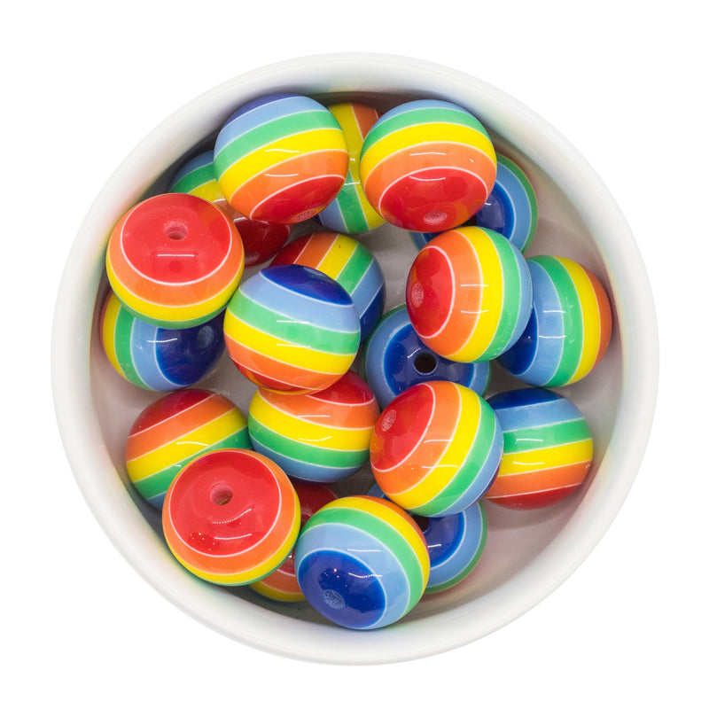 Rainbow Stripe Beads 20mm