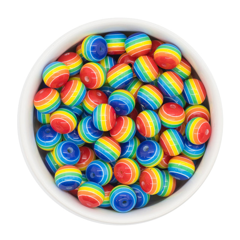 Rainbow Stripe Beads 12mm
