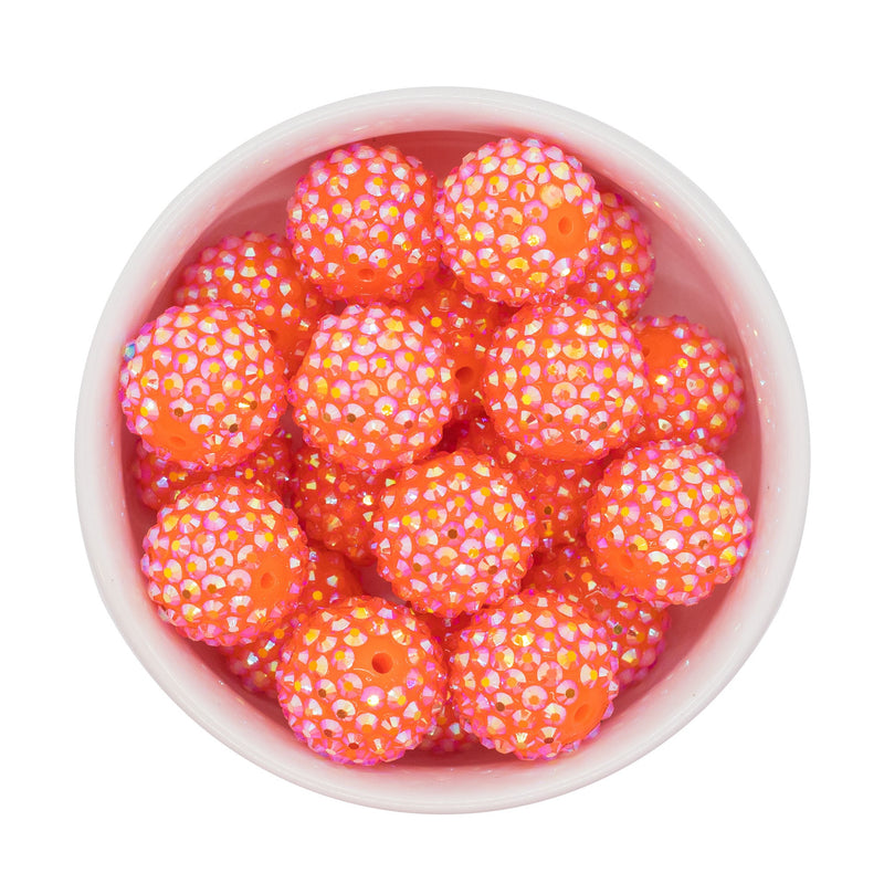 Neon Orange Rhinestone Beads 20mm