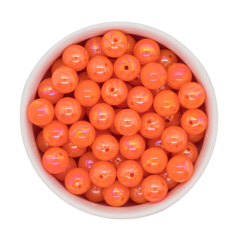 Neon Orange Iridescent Beads 12mm