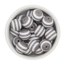 Grey and White Stripe Beads 20mm (Package of 10)