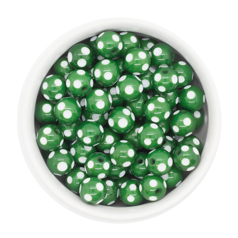 Green Polka Dot Beads 12mm