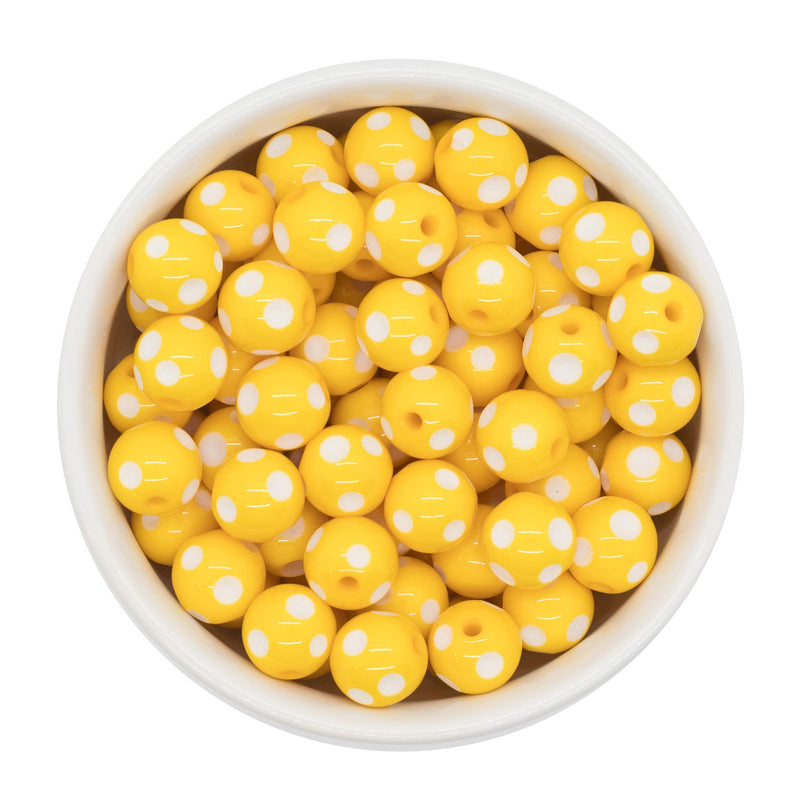 Yellow Polka Dot Beads 12mm (Package of 20)