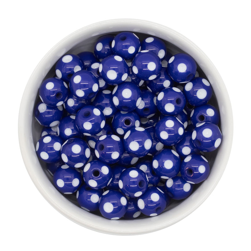 Cobalt Polka Dot Beads 12mm (Package of 20)