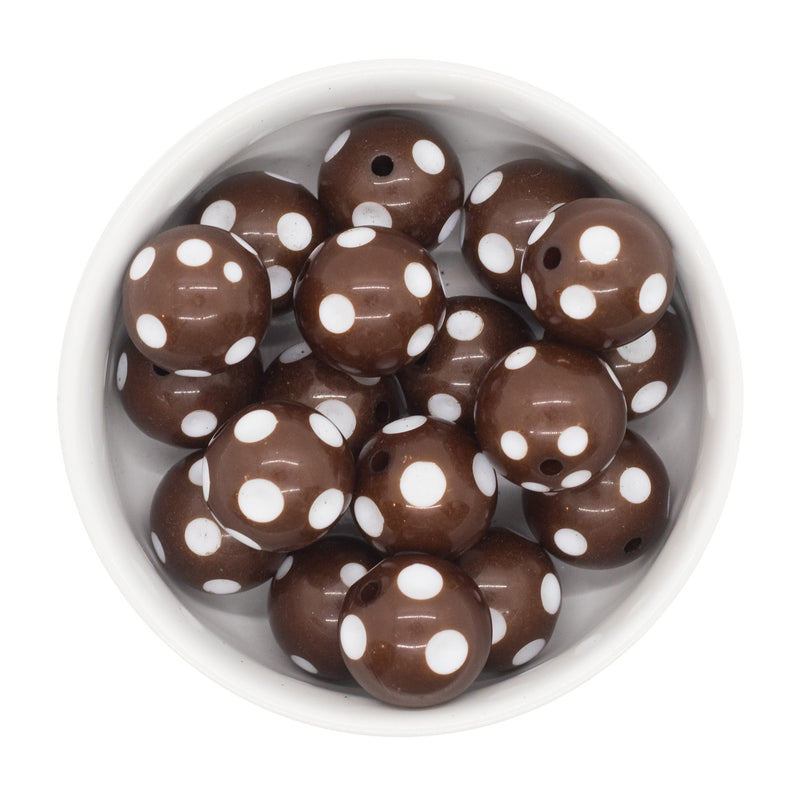 Brown Polka Dot Beads 20mm