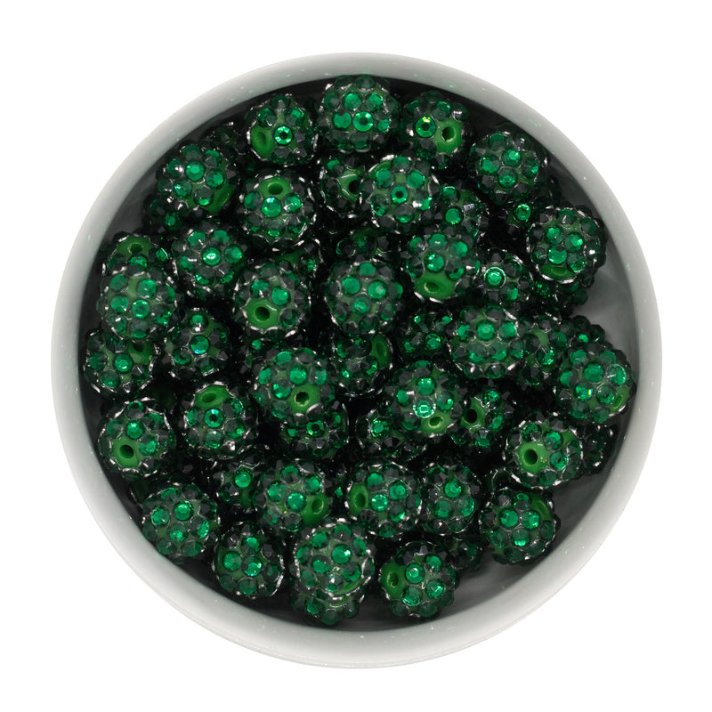 Emerald Green Rhinestone Beads 12mm