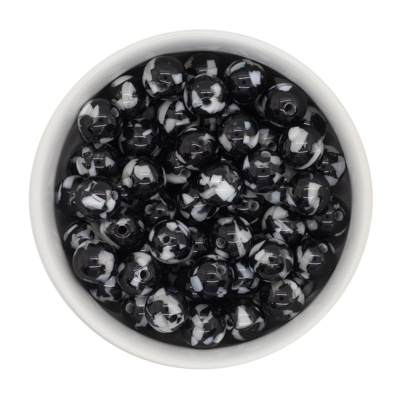 Black and White Resin Confetti Beads 12mm (Package of 20)