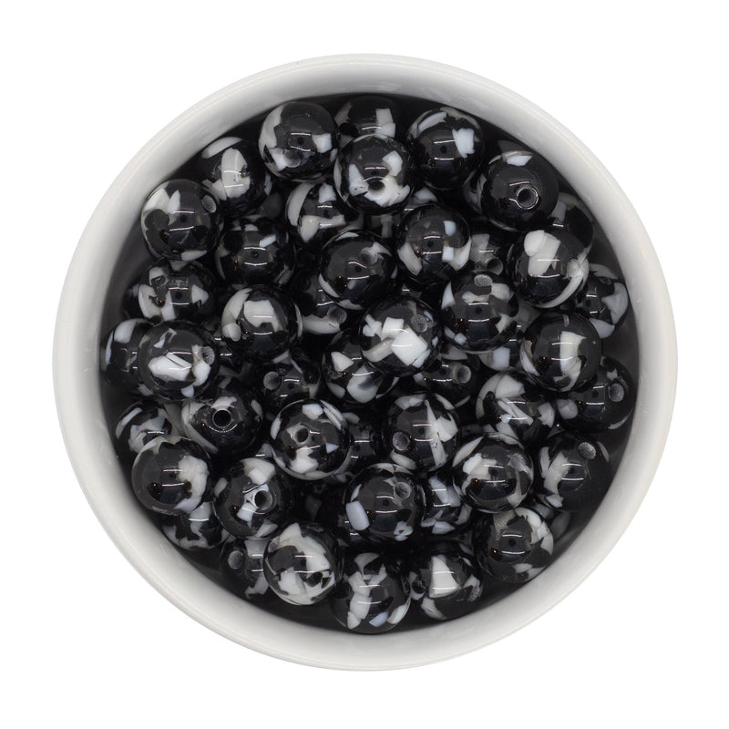 Black and White Resin Confetti Beads 12mm