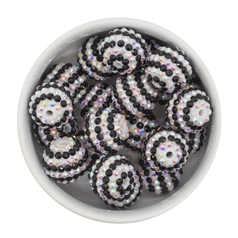 Black & White Rhinestone Stripe Beads 20mm
